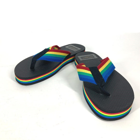 SAINT LAURENT PARIS Sandals rubber black Rainbow Flip Flops mens 40 Used Authentic