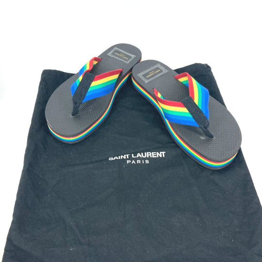 SAINT LAURENT PARIS Sandals rubber black Rainbow Flip Flops mens 40 Used Authentic