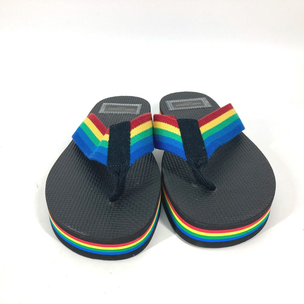 SAINT LAURENT PARIS Sandals rubber black Rainbow Flip Flops mens 40 Used Authentic