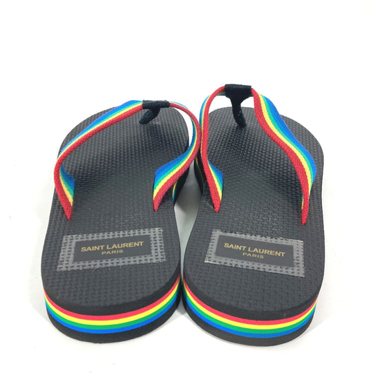 SAINT LAURENT PARIS Sandals rubber black Rainbow Flip Flops mens 40 Used Authentic