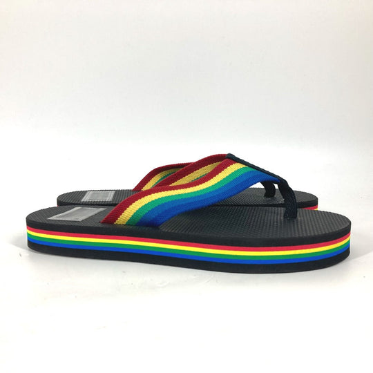 SAINT LAURENT PARIS Sandals rubber black Rainbow Flip Flops mens 40 Used Authentic