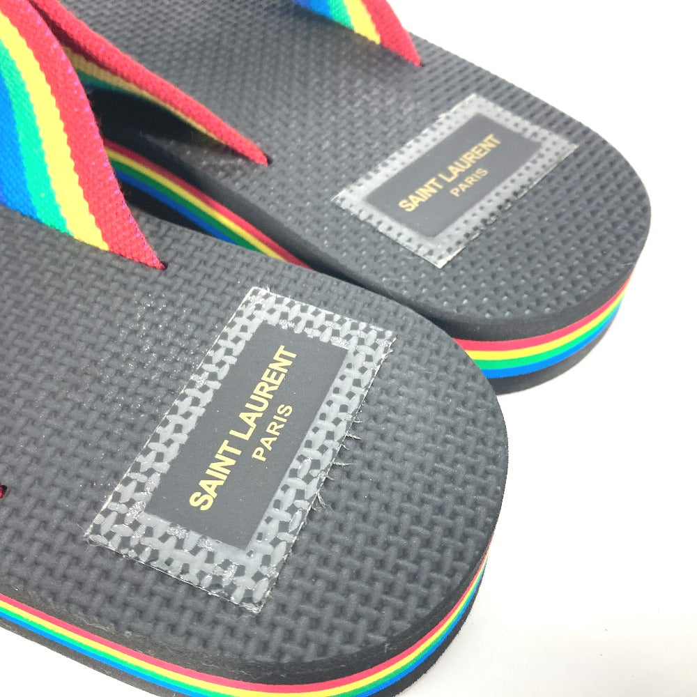 SAINT LAURENT PARIS Sandals rubber black Rainbow Flip Flops mens 40 Used Authentic