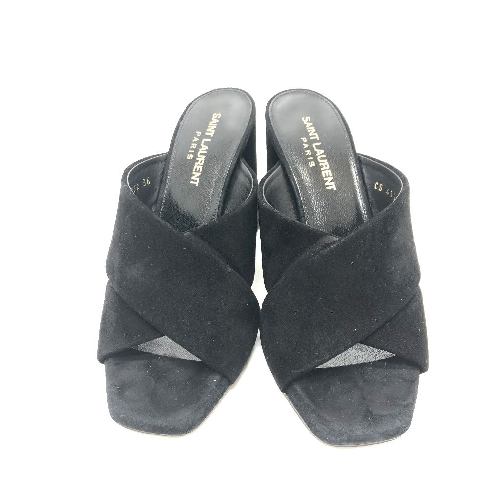 SAINT LAURENT PARIS Sandals suede black cross 36