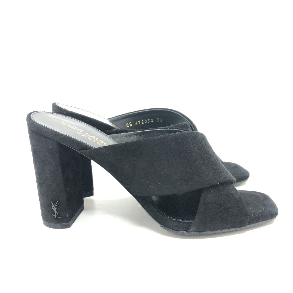SAINT LAURENT PARIS Sandals suede black cross 36