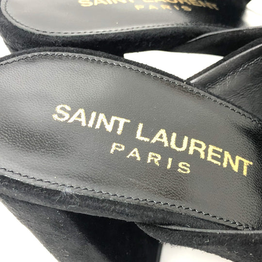 SAINT LAURENT PARIS Sandals suede black cross 36