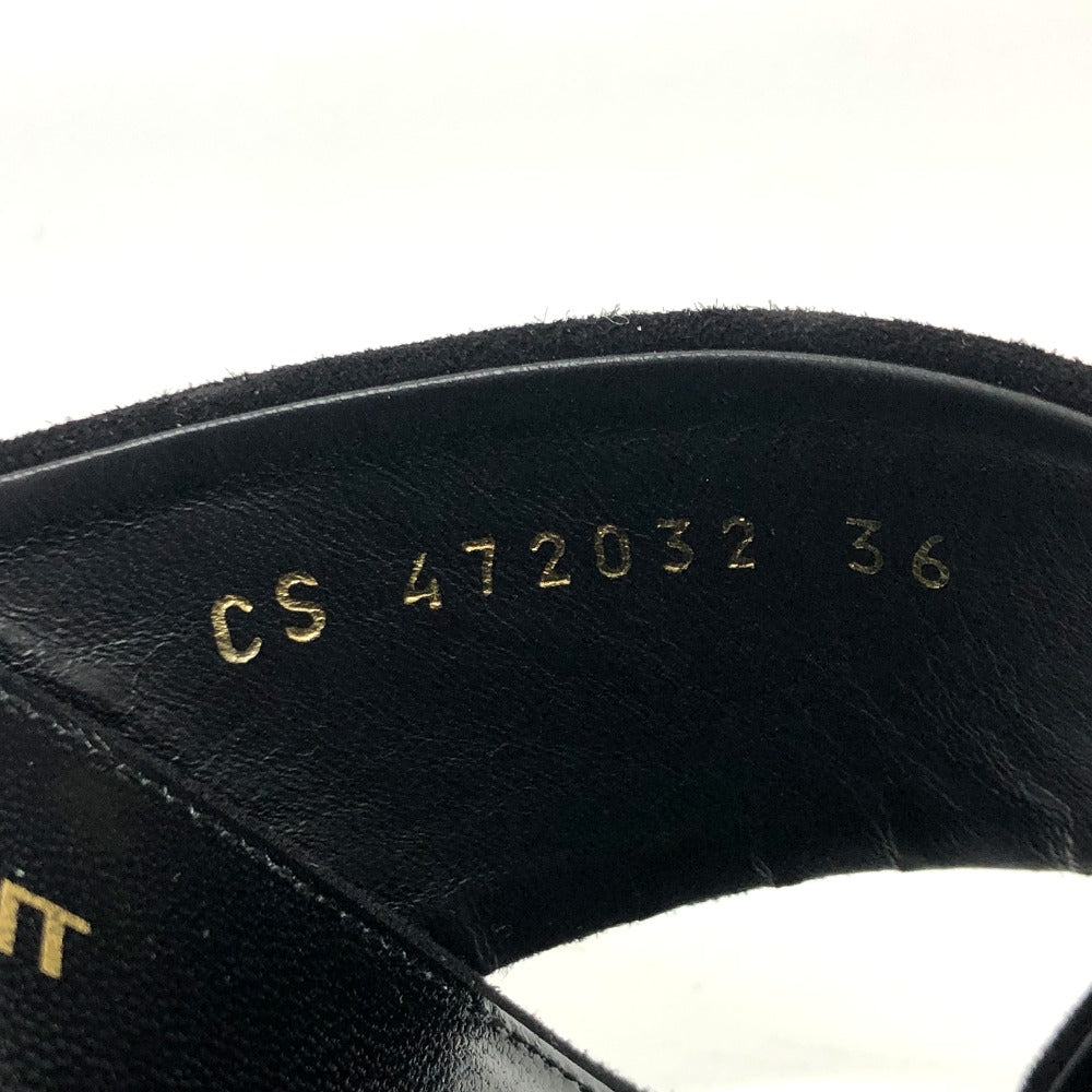 SAINT LAURENT PARIS Sandals suede black cross 36