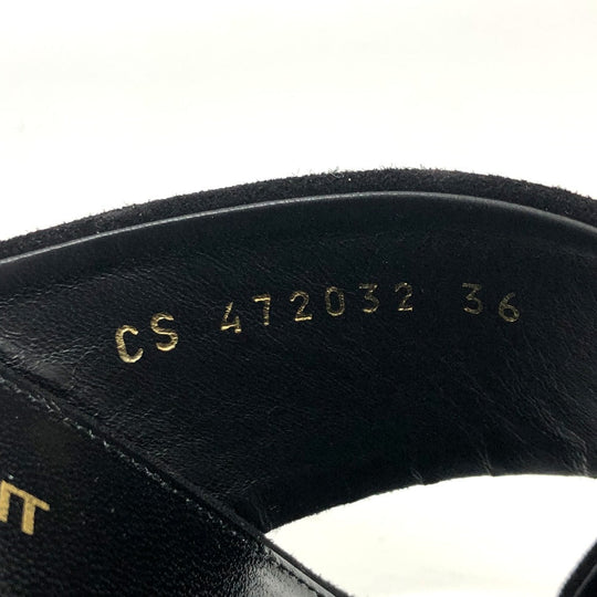SAINT LAURENT PARIS Sandals suede black cross 36
