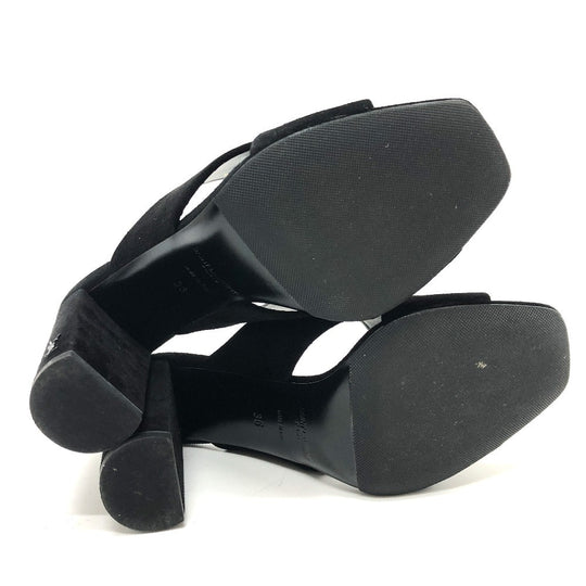 SAINT LAURENT PARIS Sandals suede black cross 36