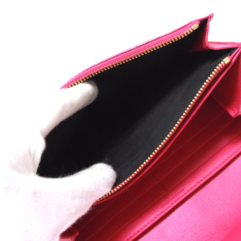 SAINT LAURENT PARIS Long Wallet Purse 314995 leather pink Y line Flap wallet Women Used Authentic