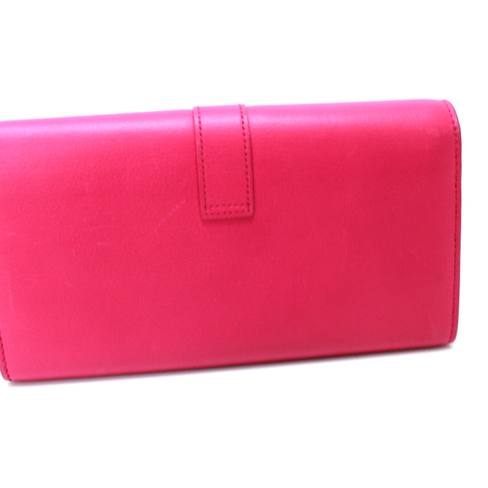SAINT LAURENT PARIS Long Wallet Purse 314995 leather pink Y line Flap wallet Women Used Authentic