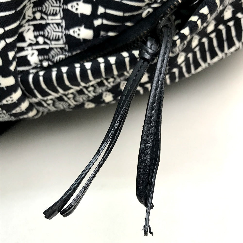 SAINT LAURENT PARIS Backpack 435988 canvas Black x white Skull Pattern Women Used Authentic
