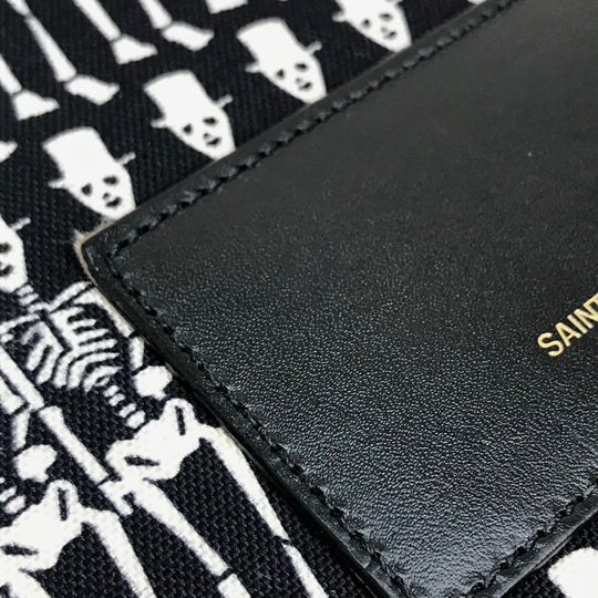 SAINT LAURENT PARIS Backpack 435988 canvas Black x white Skull Pattern Women Used Authentic
