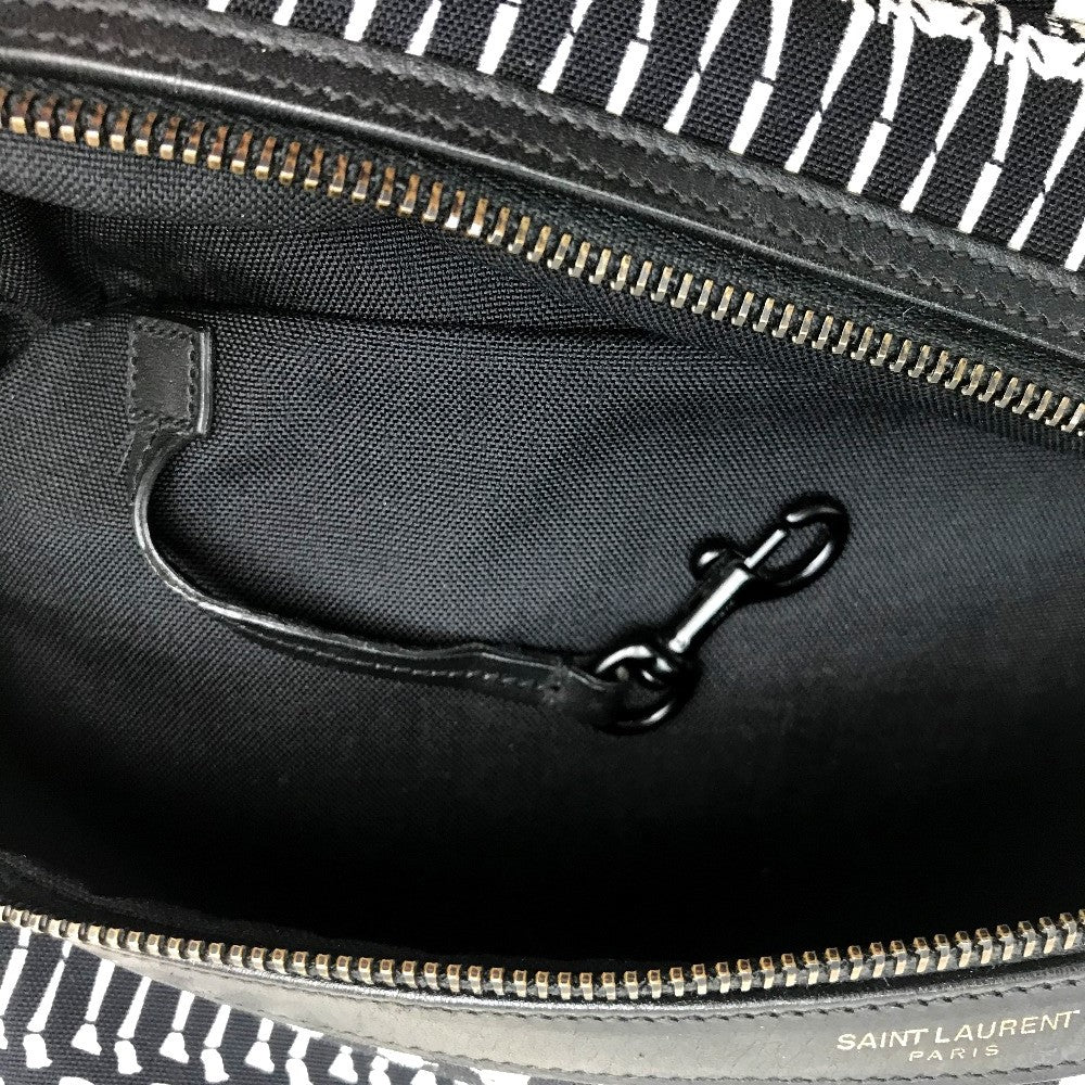SAINT LAURENT PARIS Backpack 435988 canvas Black x white Skull Pattern Women Used Authentic