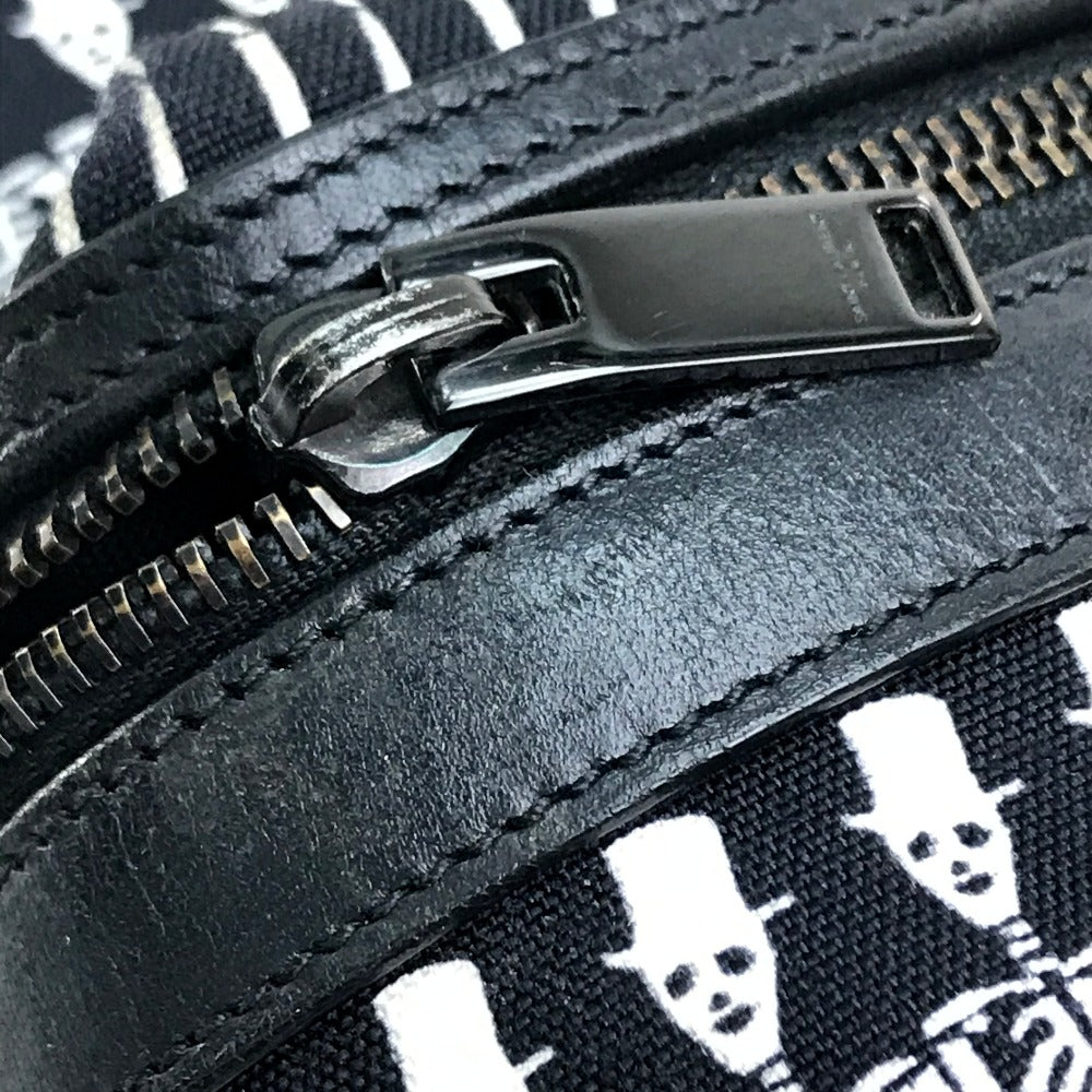 SAINT LAURENT PARIS Backpack 435988 canvas Black x white Skull Pattern Women Used Authentic