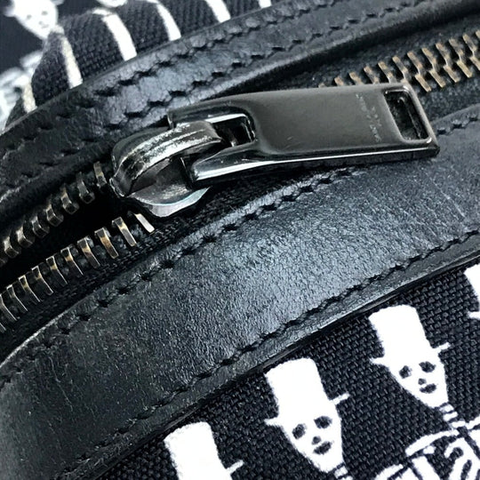 SAINT LAURENT PARIS Backpack 435988 canvas Black x white Skull Pattern Women Used Authentic