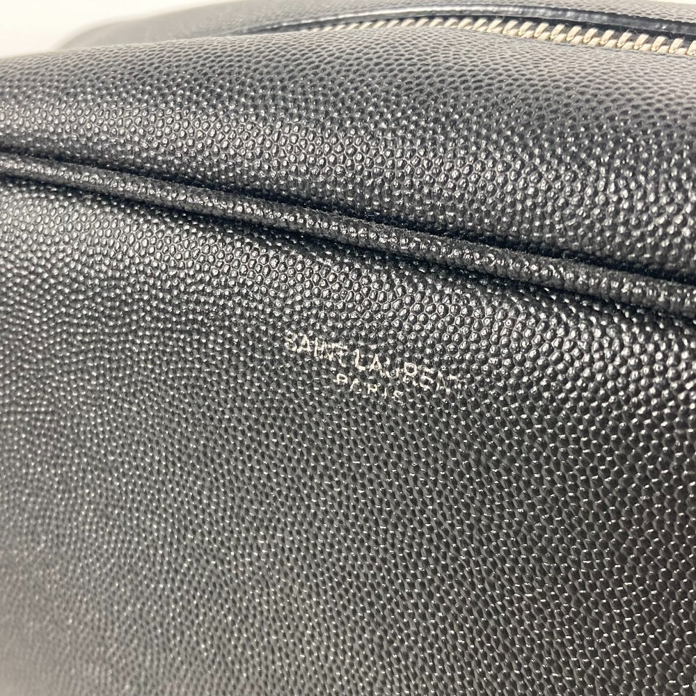 SAINT LAURENT PARIS business bag 609347 leather black logo with handle grooming case mens Used Authentic