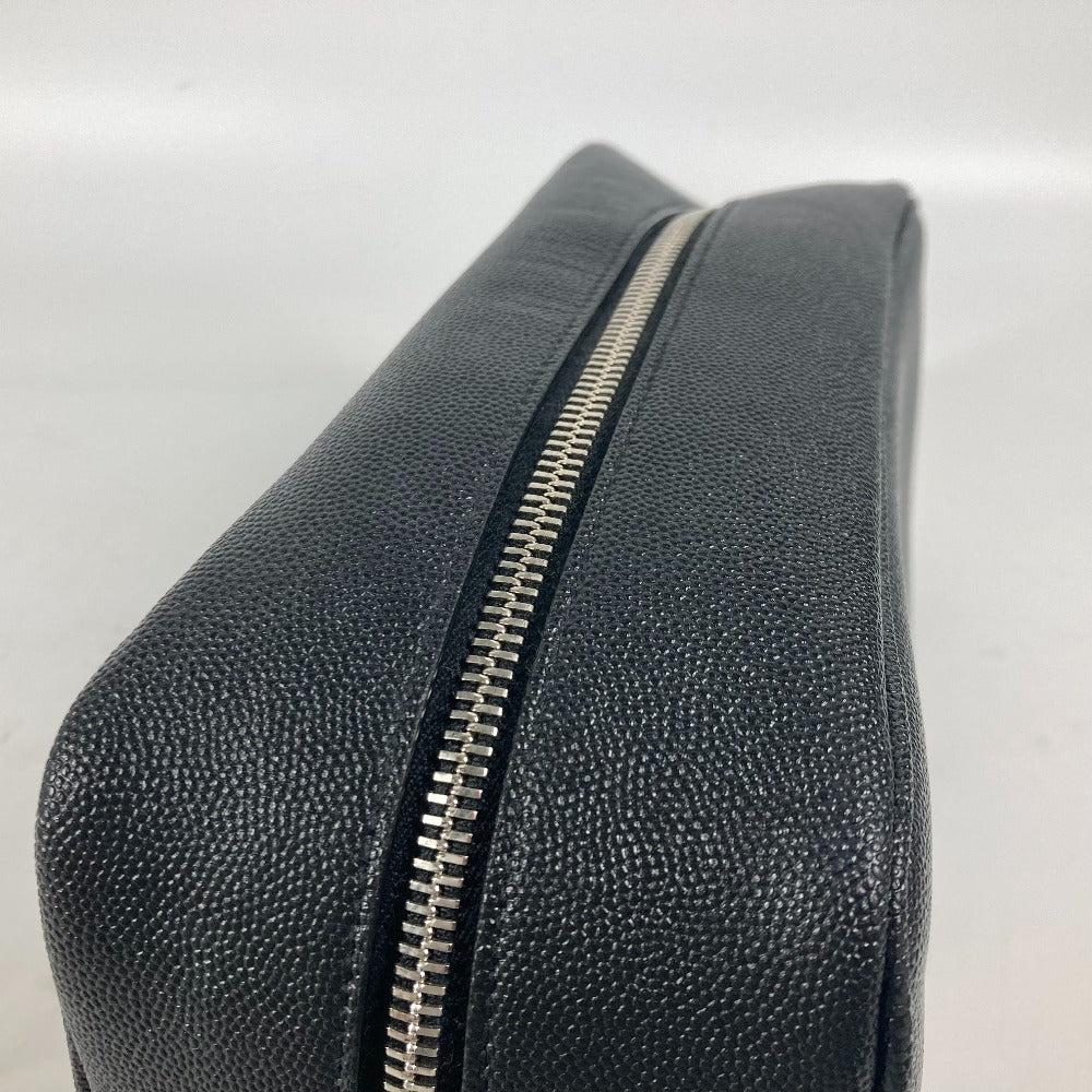 SAINT LAURENT PARIS business bag 609347 leather black logo with handle grooming case mens Used Authentic