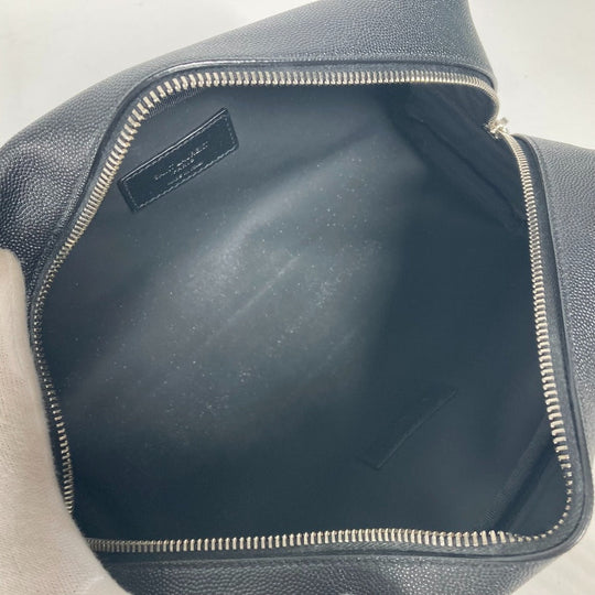 SAINT LAURENT PARIS business bag 609347 leather black logo with handle grooming case mens Used Authentic