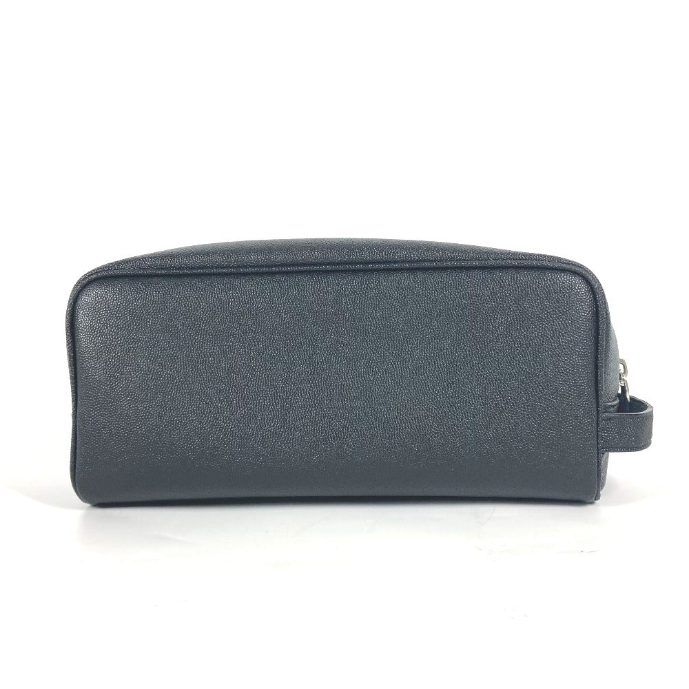 SAINT LAURENT PARIS business bag 609347 leather black logo with handle grooming case mens Used Authentic