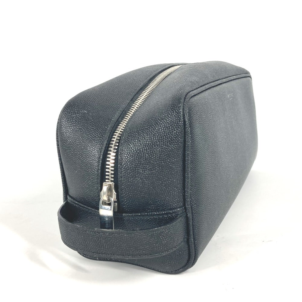 SAINT LAURENT PARIS business bag 609347 leather black logo with handle grooming case mens Used Authentic