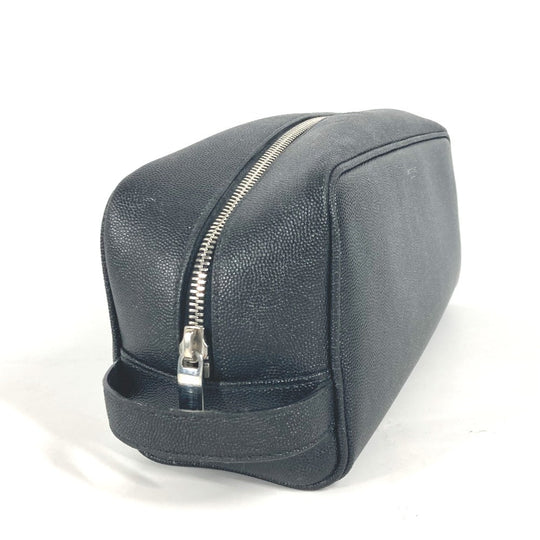 SAINT LAURENT PARIS business bag 609347 leather black logo with handle grooming case mens Used Authentic