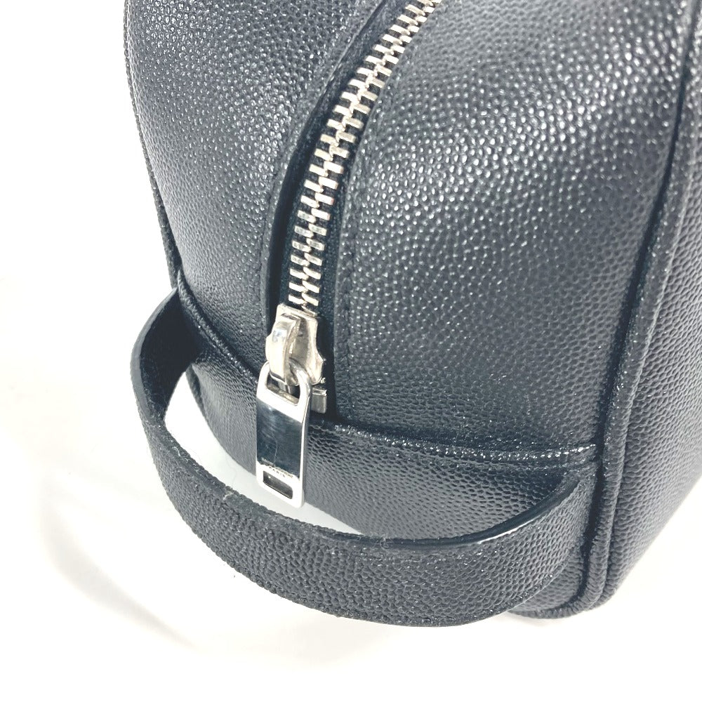 SAINT LAURENT PARIS business bag 609347 leather black logo with handle grooming case mens Used Authentic
