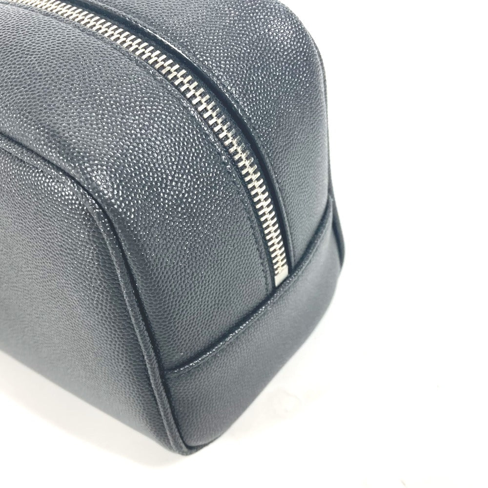 SAINT LAURENT PARIS business bag 609347 leather black logo with handle grooming case mens Used Authentic