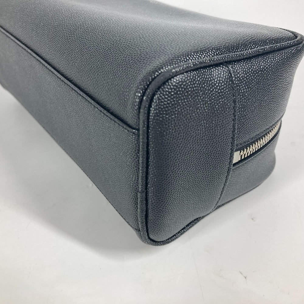 SAINT LAURENT PARIS business bag 609347 leather black logo with handle grooming case mens Used Authentic