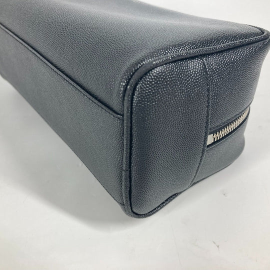 SAINT LAURENT PARIS business bag 609347 leather black logo with handle grooming case mens Used Authentic