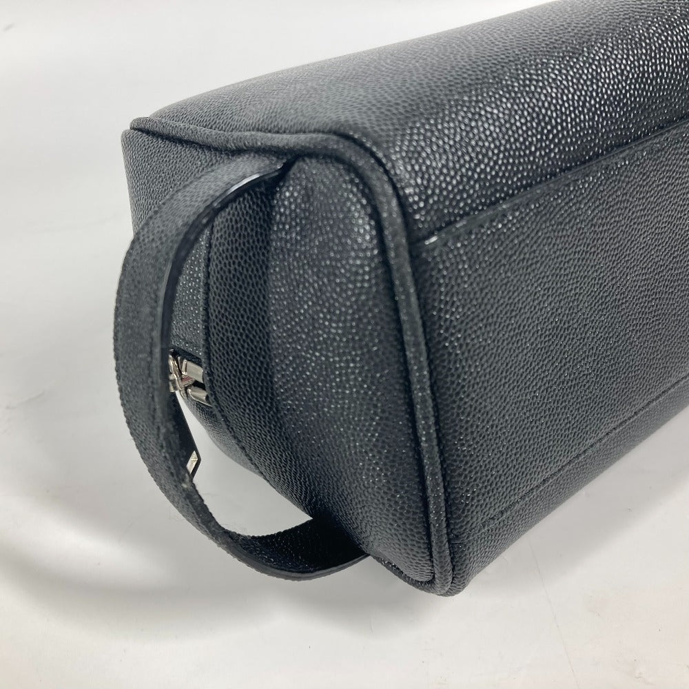 SAINT LAURENT PARIS business bag 609347 leather black logo with handle grooming case mens Used Authentic