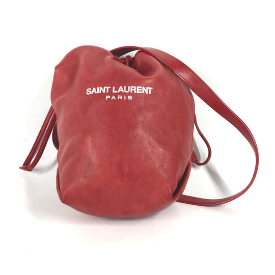 SAINT LAURENT PARIS Shoulder Bag 583328 leather Red With porch Teddy Small Women Used Authentic