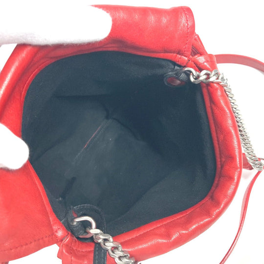 SAINT LAURENT PARIS Shoulder Bag 583328 leather Red With porch Teddy Small Women Used Authentic