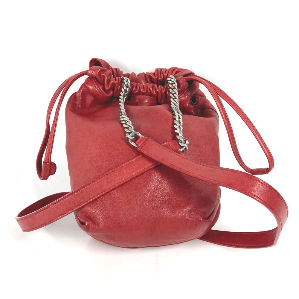 SAINT LAURENT PARIS Shoulder Bag 583328 leather Red With porch Teddy Small Women Used Authentic