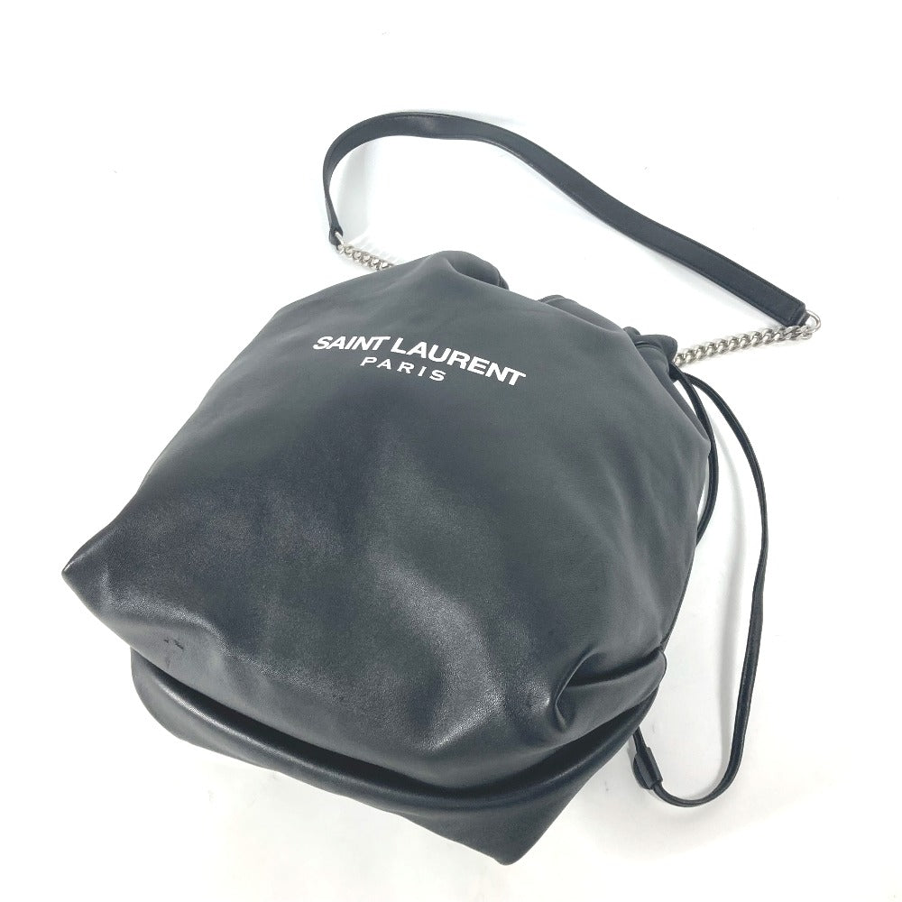 SAINT LAURENT PARIS Shoulder Bag 538447 leather black With porch Teddy Women Used Authentic