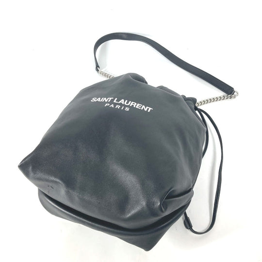 SAINT LAURENT PARIS Shoulder Bag 538447 leather black With porch Teddy Women Used Authentic