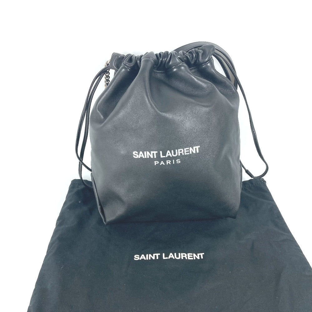 SAINT LAURENT PARIS Shoulder Bag 538447 leather black With porch Teddy Women Used Authentic