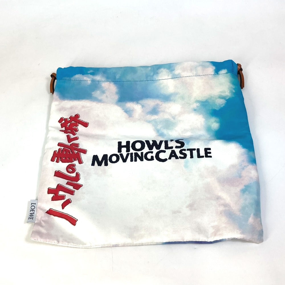 LOEWE Pouch C822057X23 canvas blue Ghibli collaboration howl's moving castle drawstring Women Used Authentic