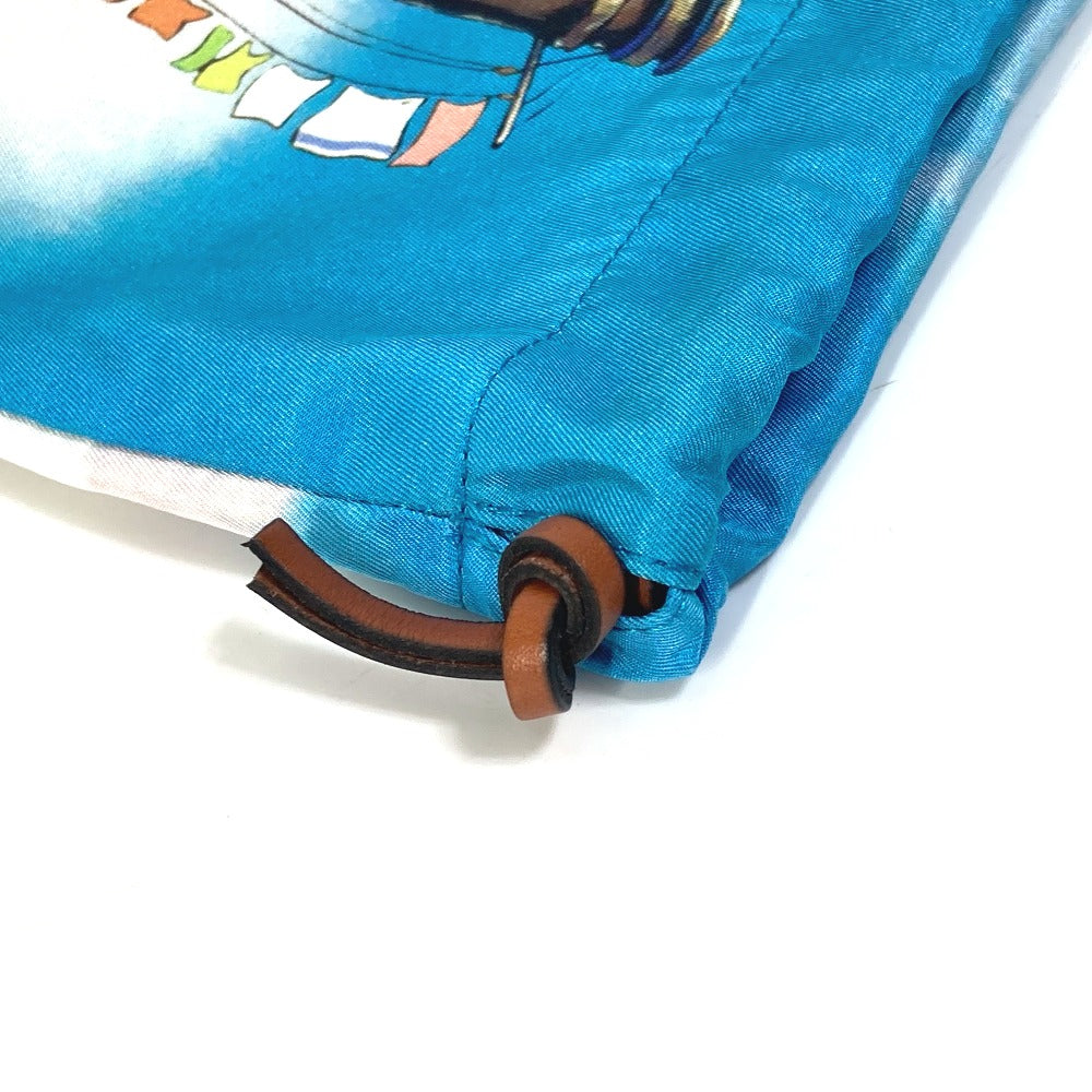 LOEWE Pouch C822057X23 canvas blue Ghibli collaboration howl's moving castle drawstring Women Used Authentic