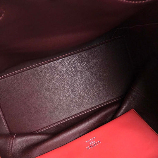 LOEWE Tote Bag suede Red logo Leo Women Used Authentic
