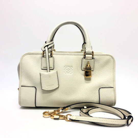 LOEWE Handbag leather white Americana 28 Women Used Authentic