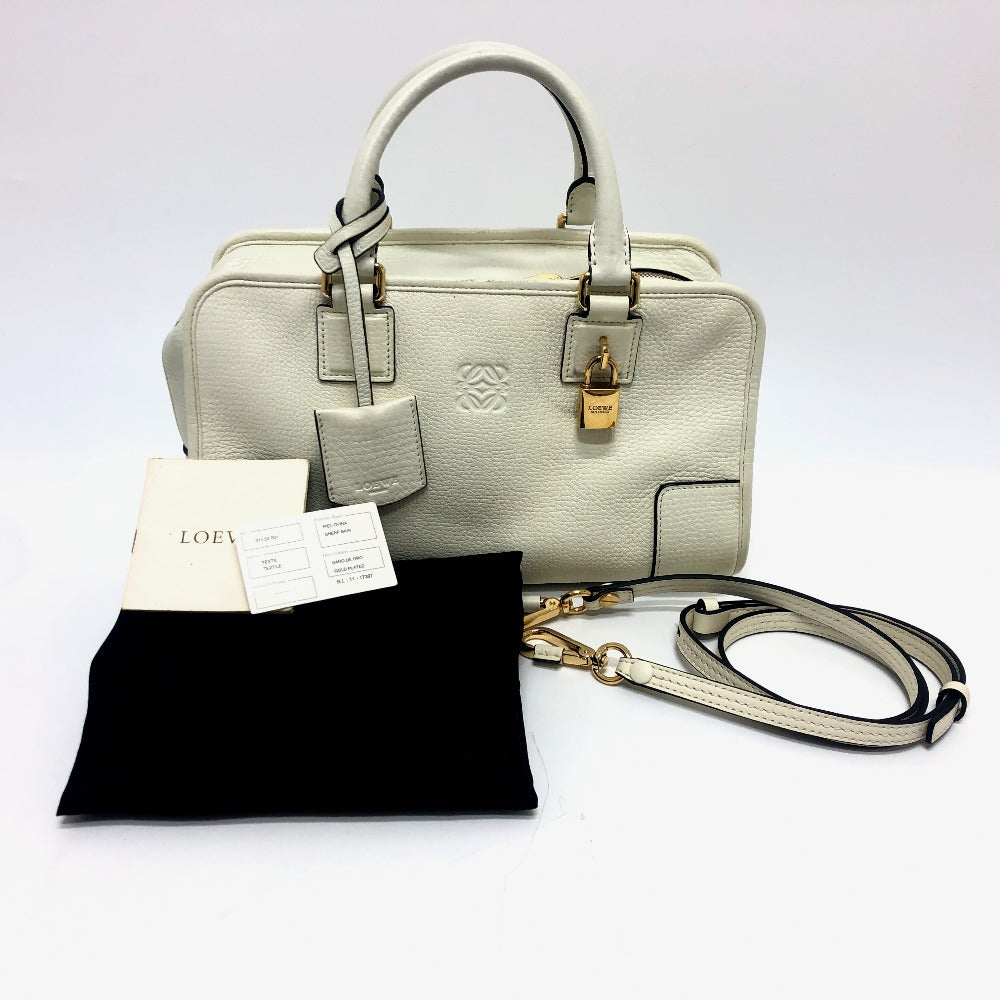 LOEWE Handbag leather white Americana 28 Women Used Authentic