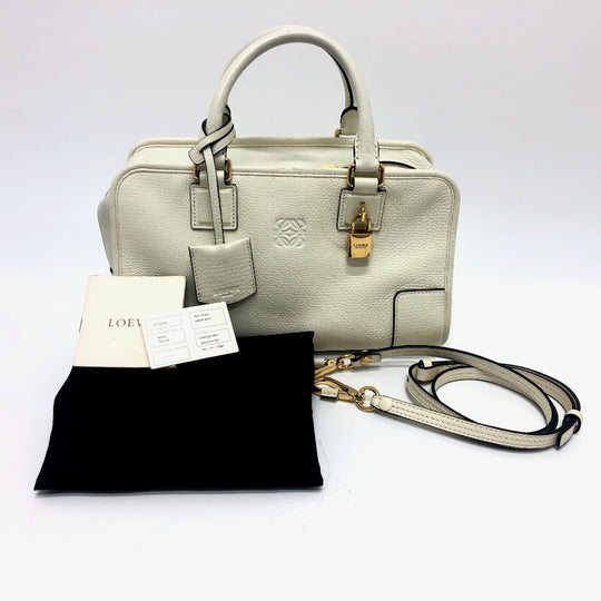 LOEWE Handbag leather white Americana 28 Women Used Authentic
