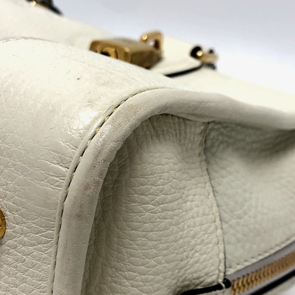LOEWE Handbag leather white Americana 28 Women Used Authentic
