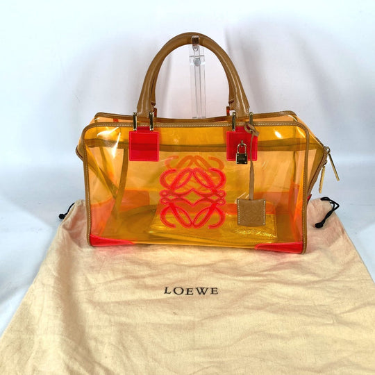 LOEWE Handbag Plastics, Leather Orange With porch Amazona 32 anagram logo Women Used Authentic