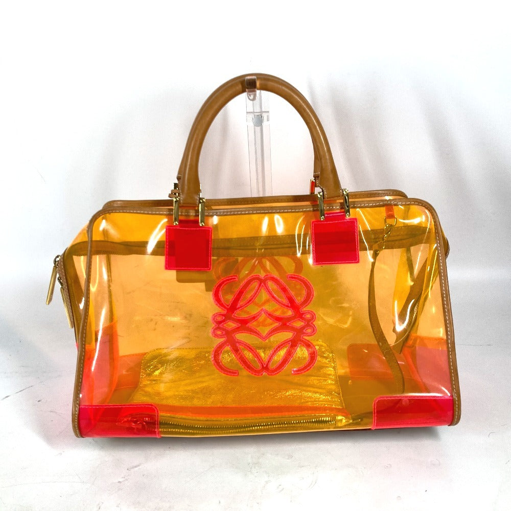LOEWE Handbag Plastics, Leather Orange With porch Amazona 32 anagram logo Women Used Authentic