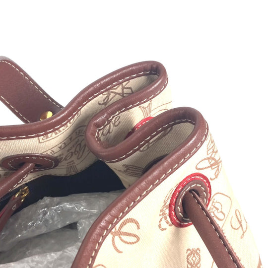 LOEWE Shoulder Bag Canvas / leather beige 160th anniversary logo anagram drawstring bag Women Used Authentic