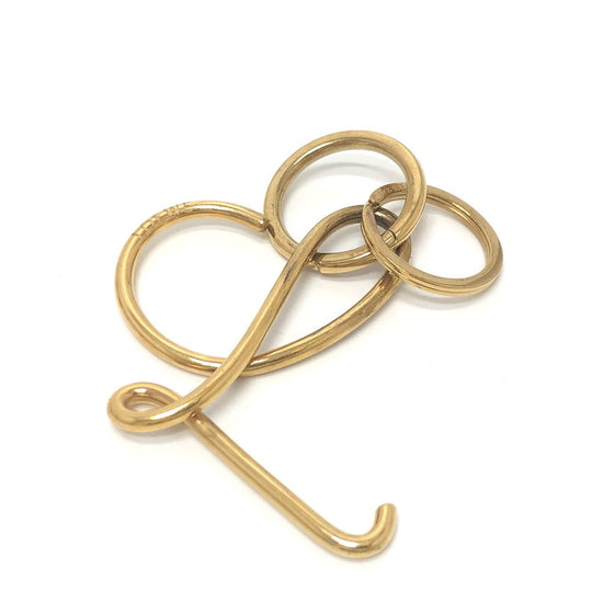 LOEWE Bag charm metal gold Logo motif Women Used Authentic