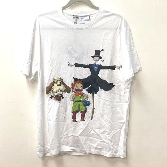LOEWE Short sleeve T-shirt HB44Y22X11 cotton white studio ghibli collaboration Howl's Moving Castle Hinn, Markl, Scarecrow and Cub mens S Used Authentic