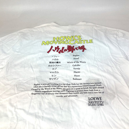 LOEWE Short sleeve T-shirt HB44Y22X11 cotton white studio ghibli collaboration Howl's Moving Castle Hinn, Markl, Scarecrow and Cub mens S Used Authentic
