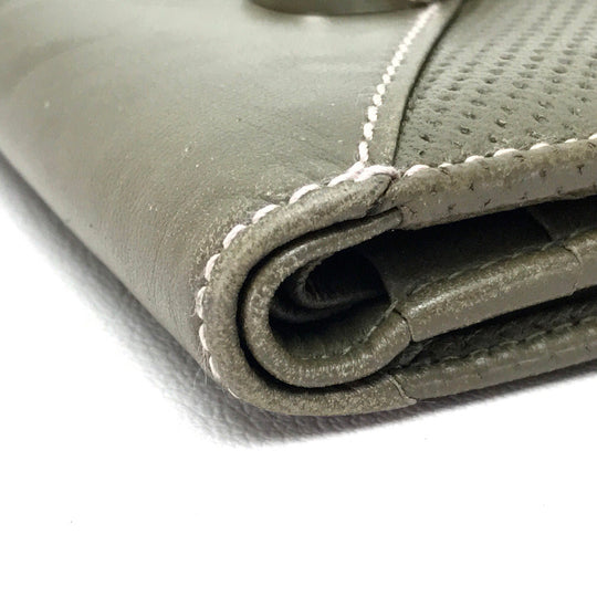 LOEWE Folded wallet lambskin khaki W Hook Wallet Short wallet with snap fastener Women Used Authentic